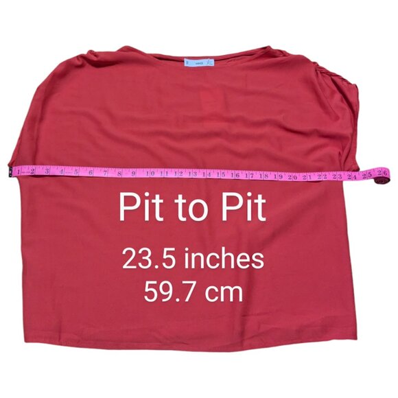MNG (Mango) | NWT Ruched Shoulder Red T-Shirt Short Sleeves | Size: Medium - Picture 6 of 14